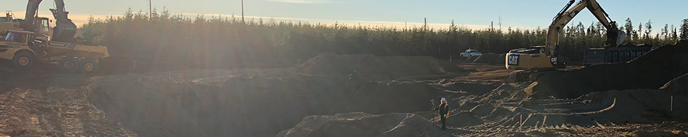 Machines at work on work ground