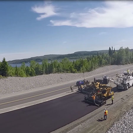 machine laying roads